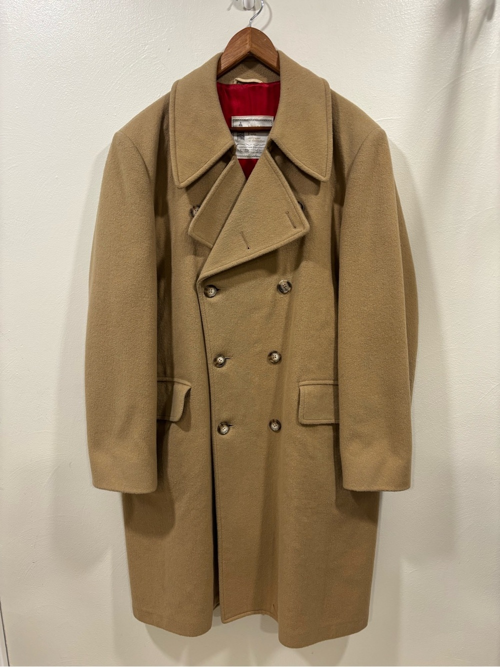 Men's Vintage London Fog Wool Camel Full Length Coat 42L Classic Retro Preppy